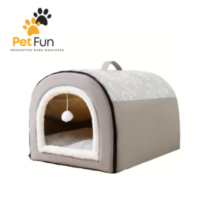 Cama Casita para Perros Premium con Cojín Suave y Refugio Cálido